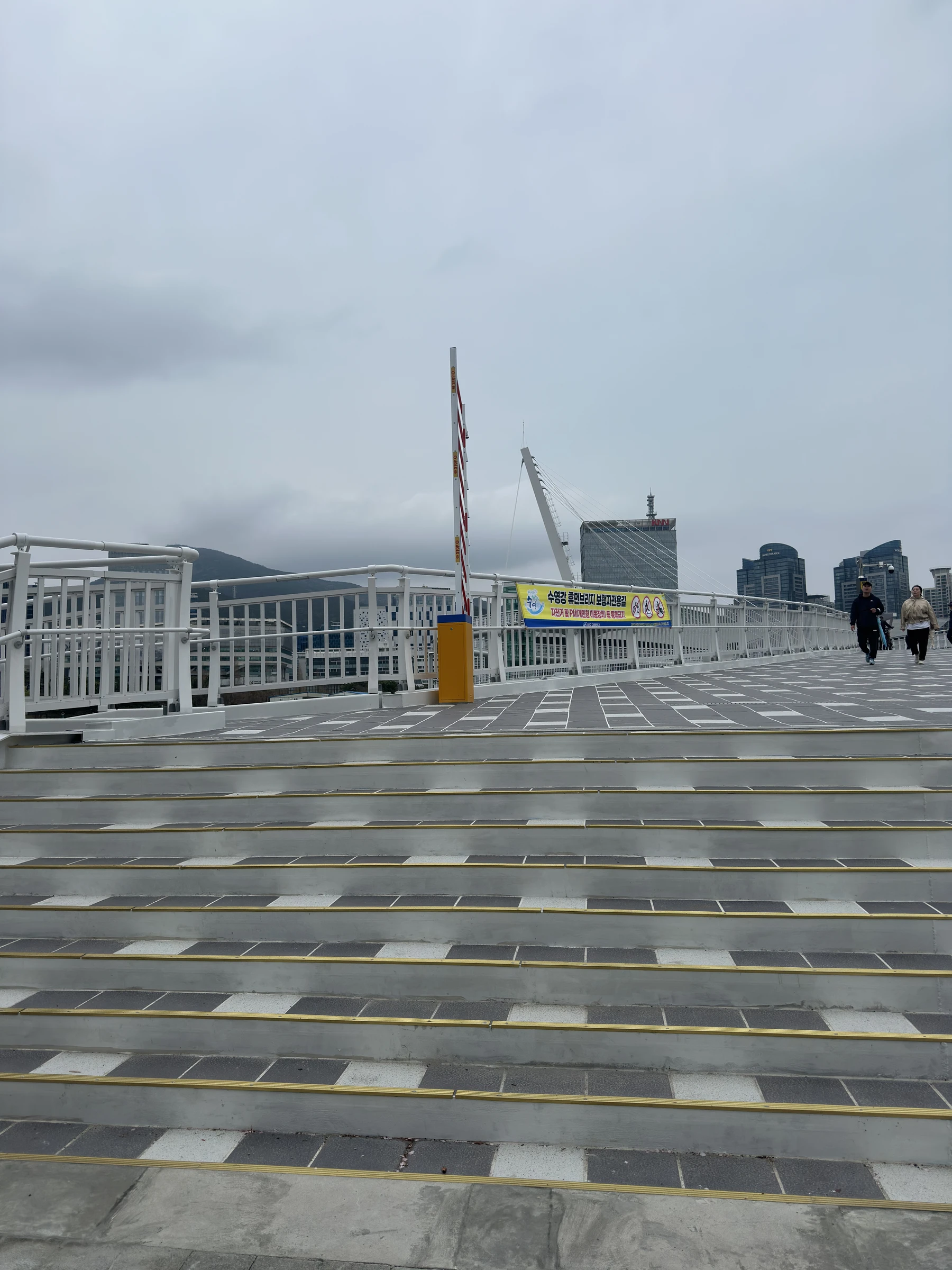 Entrance steps and bridge deck at Suyeonggang Human Bridge